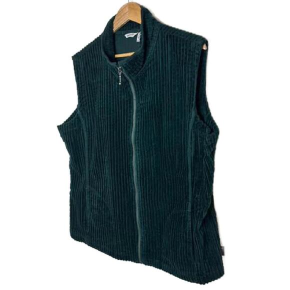 Vtg Woolrich Men's XL Forrest Green Corduroy Zip Vest w/ Pockets ( 1769) - Picture 3 of 6